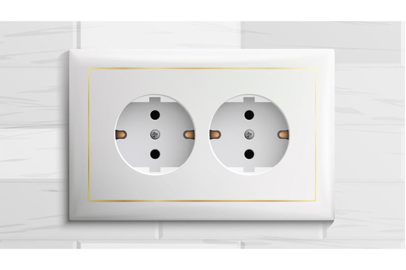 double-grounded-socket-vector-switch-brick-wall-realistic-illustration