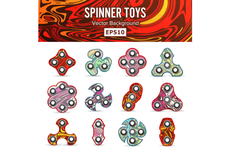 hand-spinner-toys-set-flat-vector-icons-set-fidget-spinners-different-colors-trendy-toys-for-stress-relief-isolated-on-white-vector-illustration