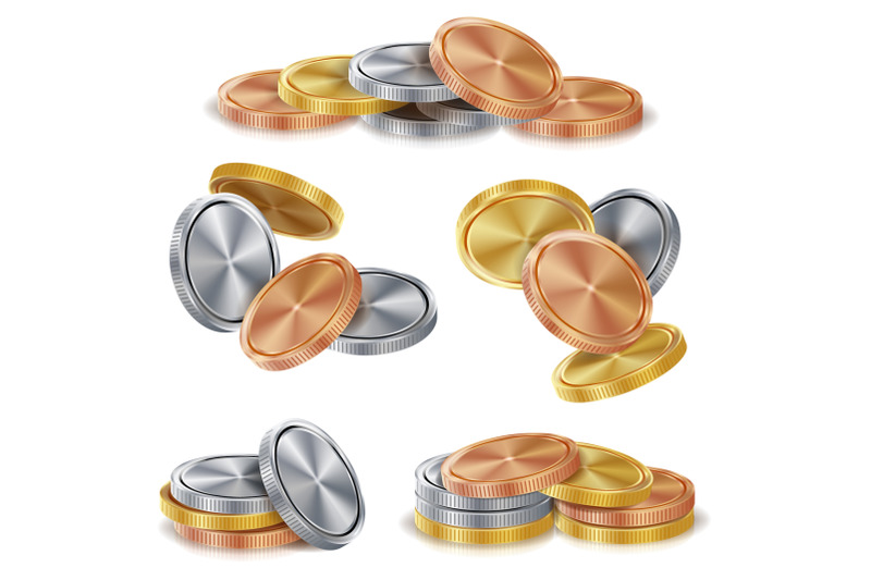 gold-silver-bronze-copper-coins-stacks-vector-realistic-isolated-illustration