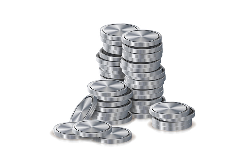 silver-coins-stacks-vector-silver-finance-icons-sign-success-banking-cash-symbol-realistic-isolated-illustration