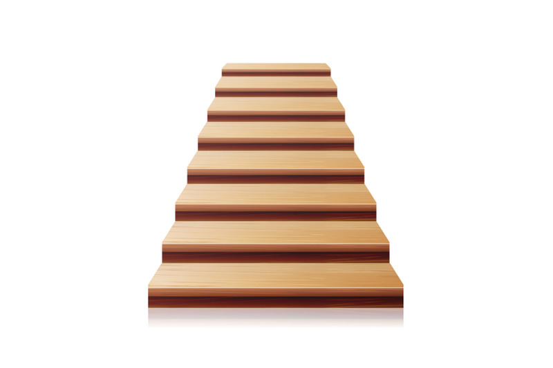 wooden-staircase-vector-3d-realistic-illustration-front-view-isolated-on-white