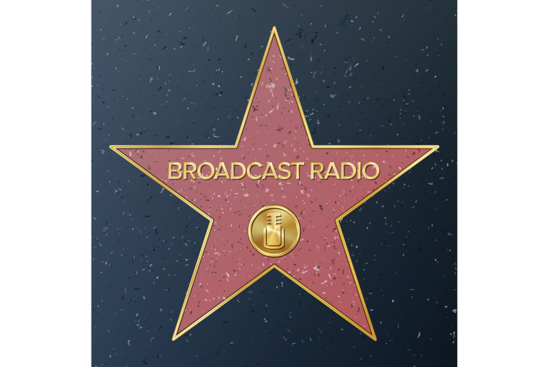 hollywood-walk-of-fame-vector-star-illustration-famous-sidewalk-boulevard-radio-microphone-representing-broadcast-radio-public-monument-to-achievement