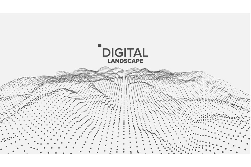 digital-landscape-vector-data-technology-wave-mountain-tech-surface-dot-land-geometric-data-3d-illustration