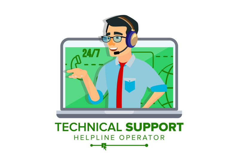 technical-support-vector-global-tech-support-business-maintenance-operator-and-customer-flat-isolated-illustration