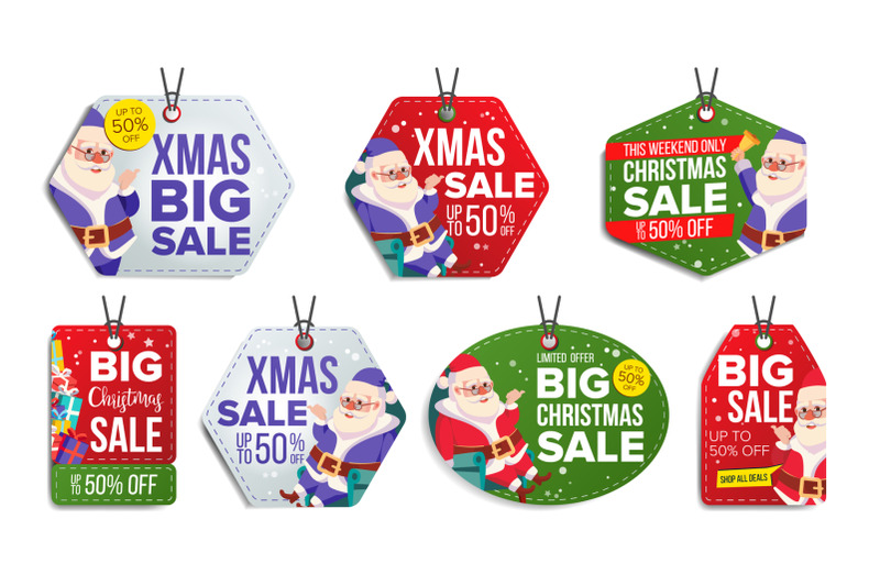 christmas-theme-sale-tags-vector-snowflakes-flat-paper-hanging-stickers-santa-claus-holiday-discount-hanging-banners-for-holiday-discount-promotion-winter-illustration