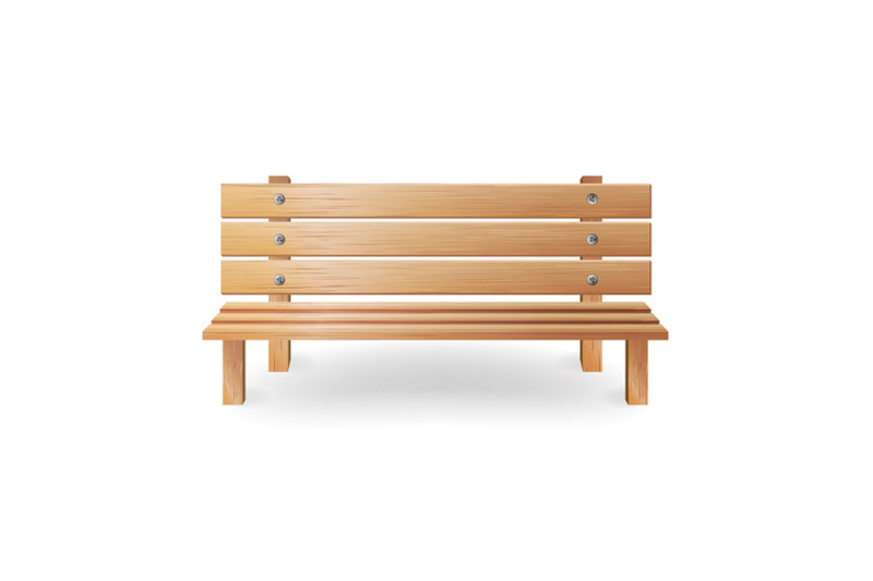 wooden-bench-realistic-vector-illustration-single-wooden-park-bench-on-white