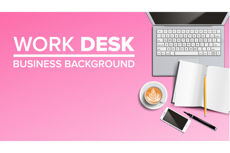 work-desk-background-vector-place-for-text-office-management-equipments-realistic-illustration