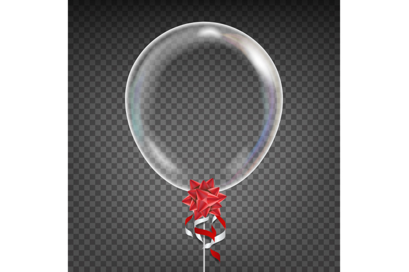 transparent-balloon-vector-red-bow-party-decoration-element-isolated-illustration