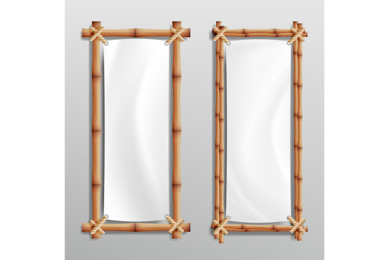 bamboo-frame-realistic-vector-bamboo-stems-with-rope-and-paper-or-silk-canvas