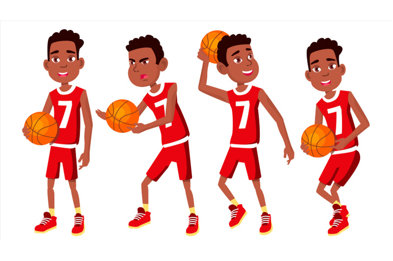 basketball-player-child-set-vector-different-poses-leads-the-ball-sport-game-competition-sport-isolated-flat-cartoon-illustration