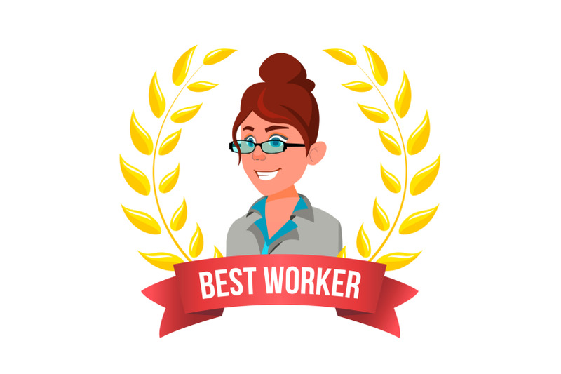 best-worker-employee-vector-european-woman-award-of-the-year-gold-wreath-leader-business-cartoon-illustration