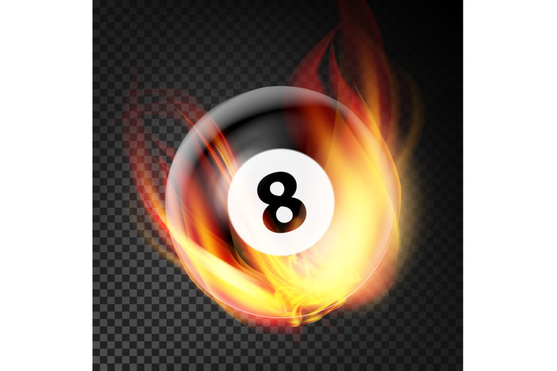 billiard-ball-in-fire-vector-realistic-burning-billiard-ball-transparent-background