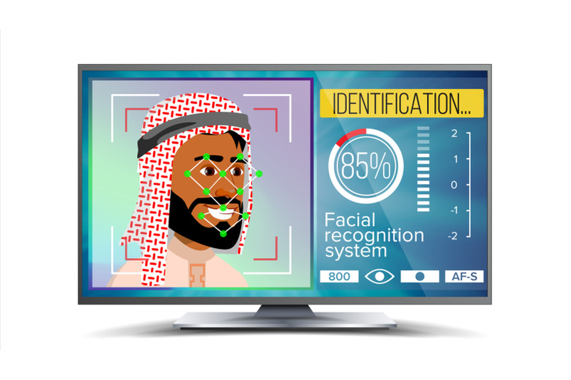 face-recognition-identification-system-vector-face-recognition-technology-arab-face-on-screen-human-face-with-polygons-and-points-scanning-security-illustration