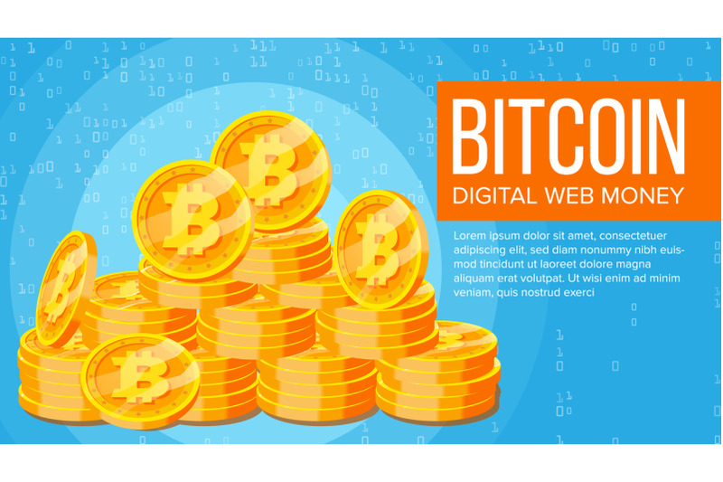 bitcoin-banner-vector-electronic-web-money-gold-coins-stacks-business-crypto-currency-cyber-cash-mining-technology-flat-illustration