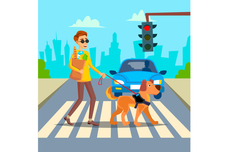 blind-man-vector-young-person-with-pet-dog-helping-companion-disability-socialization-concept-blind-person-and-guide-dog-on-crosswalk-cartoon-character-illustration
