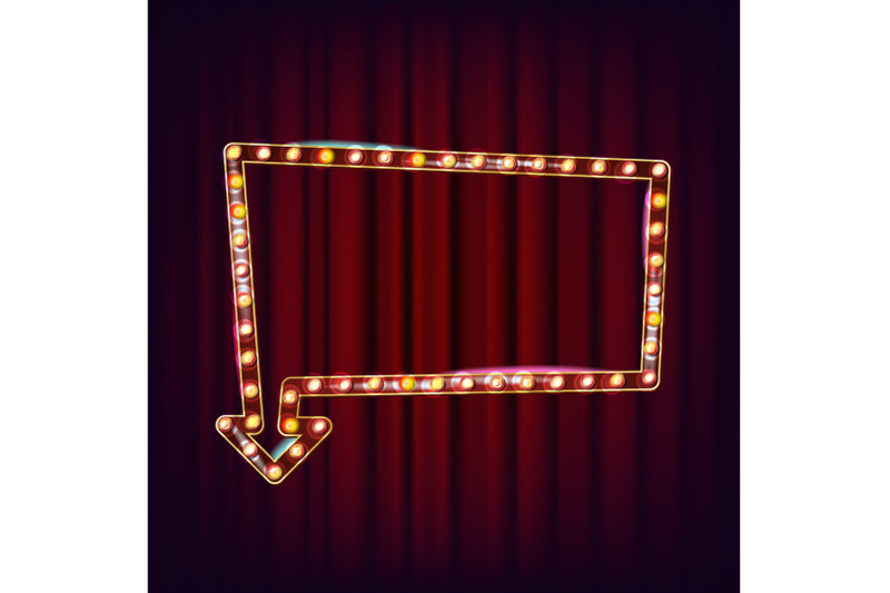 retro-billboard-vector-shining-light-sign-board-realistic-lamp-frame-3d-glowing-element-vintage-illuminated-neon-light-carnival-circus-casino-style-illustration