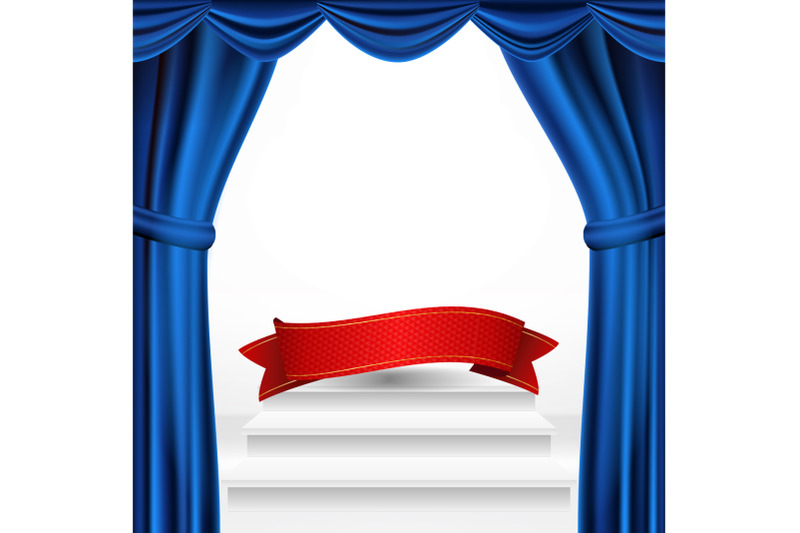 winners-podium-theater-curtain-vector-awards-ceremony-pedestal-white-stage-empty-platform-trophy-place-competition-award-event-realistic-retro-illustration