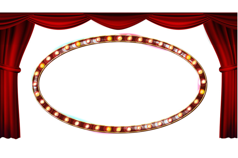 gold-frame-light-bulbs-vector-isolated-on-white-background-red-theater-curtain-silk-textile-shining-retro-light-banner-realistic-retro-illustration