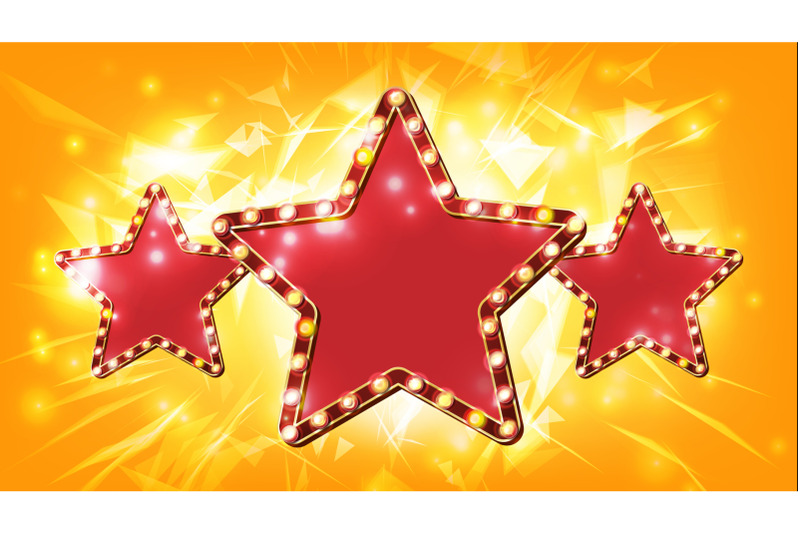 star-sign-vector-glowing-element-retro-light-three-gold-star-banner-premiere-film-show-disco-casino-theater-banner-illustration