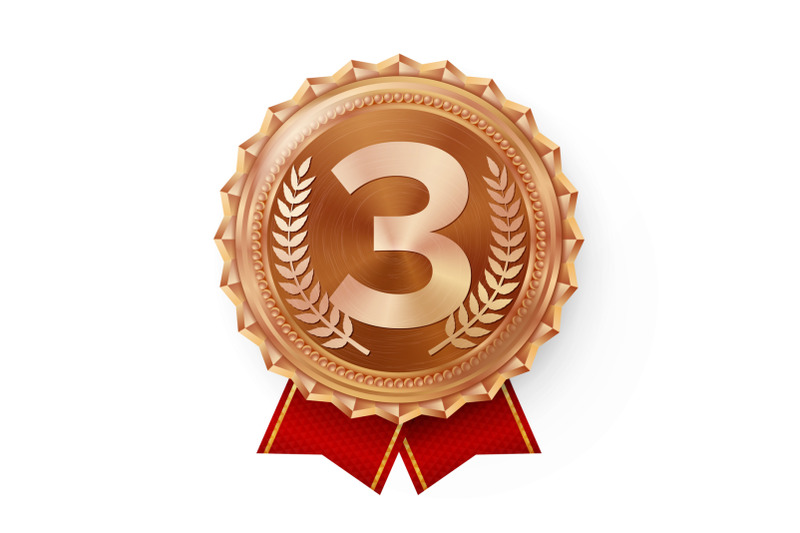 bronze-medal-vector-best-first-placement-winner-champion-number-one-3rd-place-achievement-metallic-winner-award-red-ribbon-isolated-on-white-background-realistic-illustration