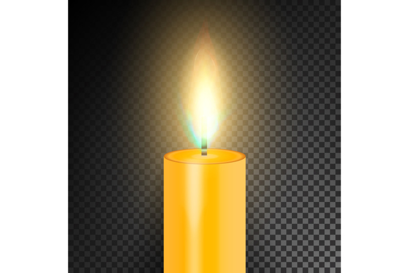 realistic-burning-dinner-candle-transparency-grid-special-effect-vector-illustration