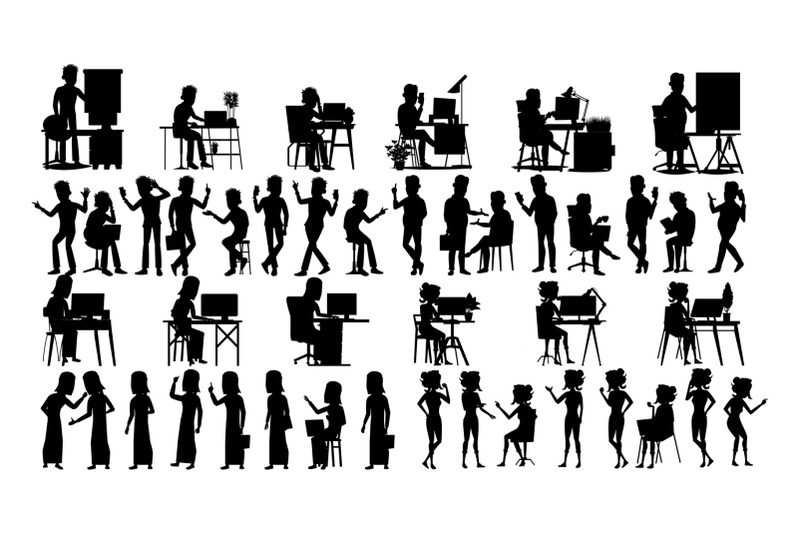 business-people-silhouette-set-vector-male-female-guy-young-figure-collection-office-suitcase-standing-girl-black-isolated-on-white-illustration