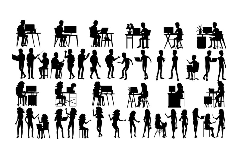 business-people-silhouette-set-vector-male-female-guy-young-figure-collection-office-suitcase-standing-girl-black-isolated-on-white-illustration