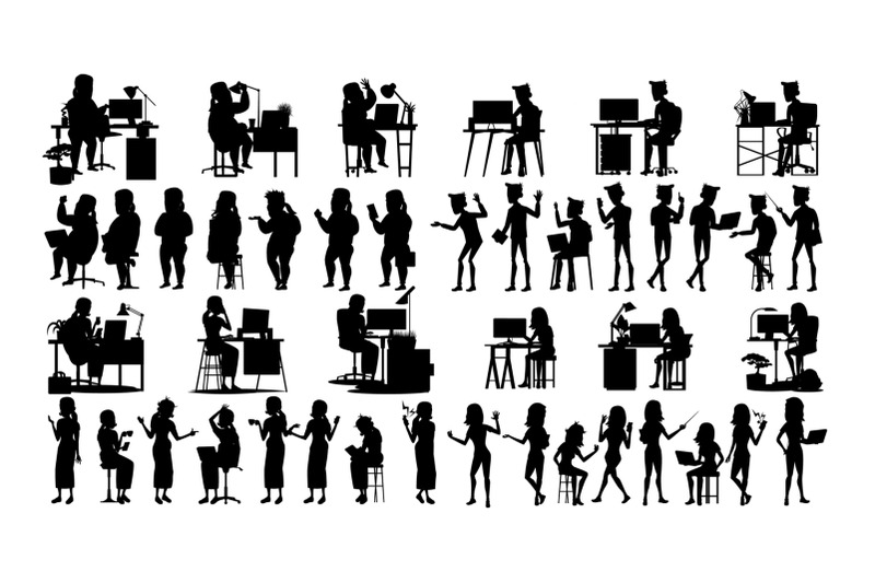 business-people-silhouette-set-vector-male-female-icon-pose-social-conference-leader-businesswomen-businesswoman-manager-leadership-image-black-isolated-on-white-illustration