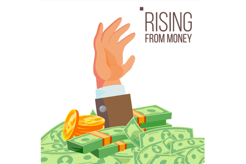 businessman-hand-rising-from-money-vector-isolated-flat-illustration