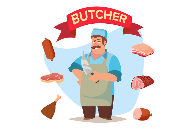 professional-butcher-vector-classic-butcher-man-with-knife-eco-farm-organic-market-for-storeroom-advertising-cartoon-isolated-illustration