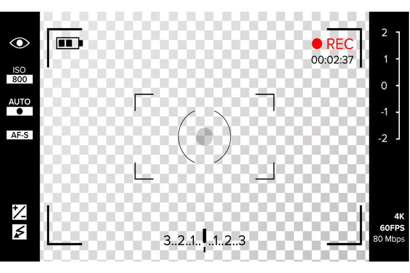 camera-viewfinder-vector-photo-or-video-camera-grid-with-shooting-settings-and-options-on-screen-recording-led-blinked-realistic-corner-fall-off-background