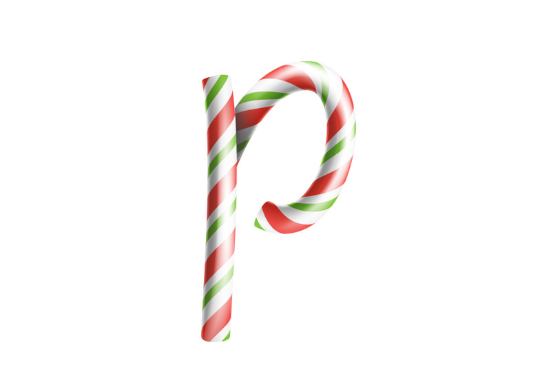 letter-p-vector-3d-realistic-candy-cane-alphabet-symbol-in-christmas-colours-new-year-letter-textured-with-red-white-typography-template-striped-craft-isolated-object-xmas-art-illustration