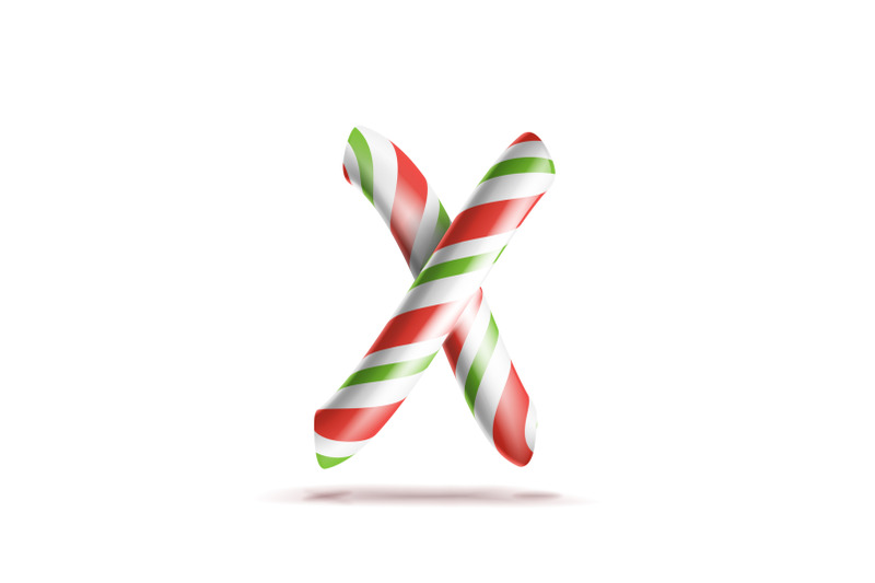 letter-x-vector-3d-realistic-candy-cane-alphabet-symbol-in-christmas-colours-new-year-letter-textured-with-red-white-typography-template-striped-craft-isolated-object-xmas-art-illustration