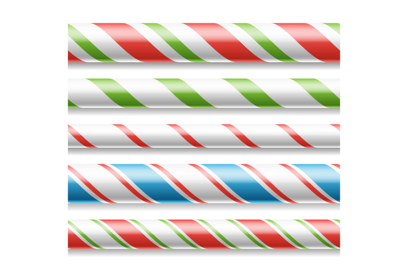 Xmas Candy Cane Vector. Horizontal Seamless Pattern Isolated On White