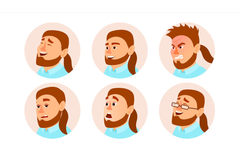 character-business-people-avatar-vector-fat-bearded-man-face-emotions-set-creative-avatar-placeholder-cartoon-comic-art-illustration