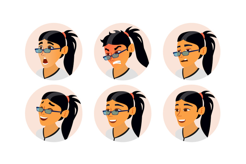 asian-woman-avatar-vector-asiatic-woman-face-emotions-set-character-business-people-cartoon-illustration