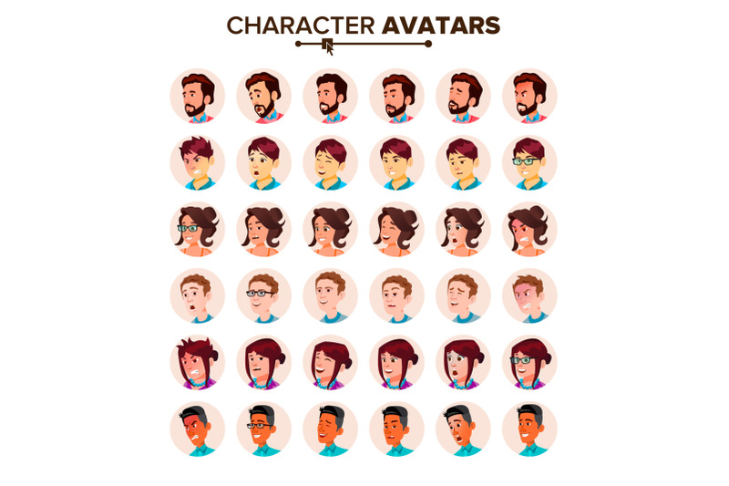 people-avatar-set-vector-man-woman-user-person-trendy-image-comic-face-art-cheerful-worker-round-portrait-cute-employer-flat-cartoon-character-illustration