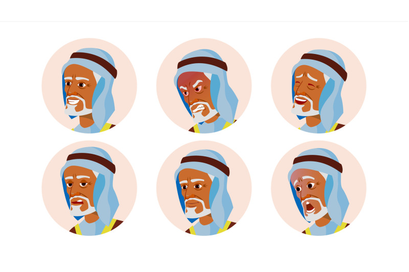 old-arab-avatar-icon-man-vector-traditional-clothes-facial-emotions-round-portrait-cute-employer-happiness-unhappy-beauty-gentleman-isolated-flat-cartoon-illustration