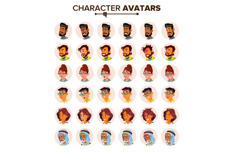 people-avatar-set-vector-man-woman-circle-pictogram-expressive-picture-human-emotions-stylish-image-icon-placeholder-casual-workman-flat-cartoon-character-illustration
