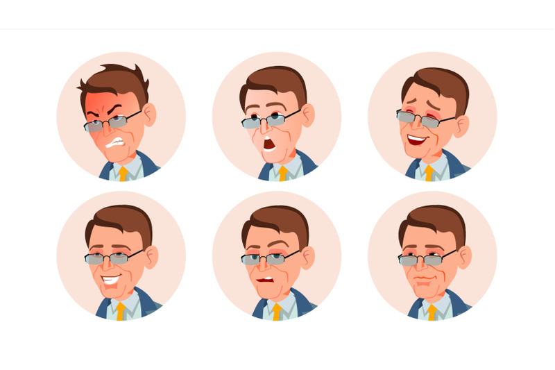 business-avatar-man-vector-comic-emotions-beautiful-male-laugh-angry-happiness-unhappy-isolated-cartoon-character-illustration