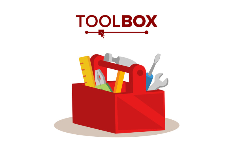 red-classic-toolbox-vector-full-of-equipment-flat-cartoon-isolated-illustration