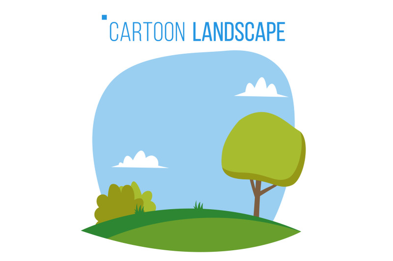 cartoon-landscape-background-vector-spring-summer-season-meadow-landscape-tree-green-field-clouds-cartoon-flat-illustration