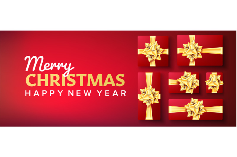 christmas-banner-vector-gifts-box-with-gold-bow-red-background-illustration