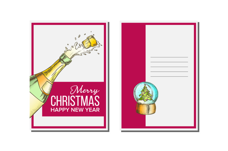 christmas-greeting-card-vector-champagne-bottle-seasons-winter-wishes-hand-drawn-in-vintage-style-illustration