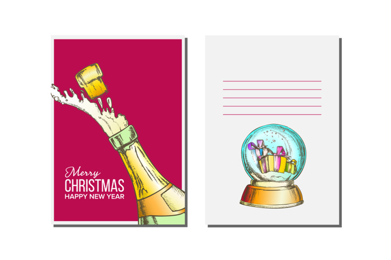 christmas-greeting-card-vector-champagne-bottle-seasons-winter-wishes-holiday-concept-hand-drawn-illustration