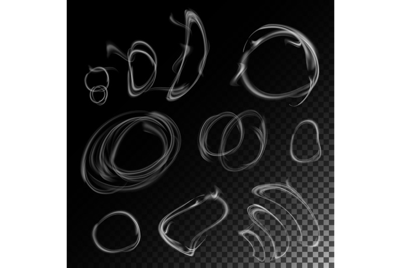 realistic-cigarette-smoke-waves-vector-white-and-grey-smoke-circle-isolated-on-checkered-background
