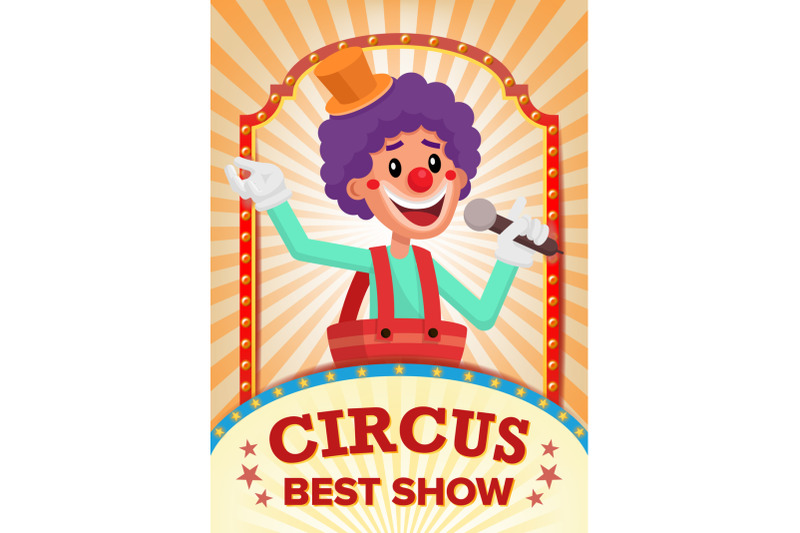 circus-clown-show-poster-blank-vector-vintage-magic-show-fantastic-clown-performance-holidays-and-events-illustration