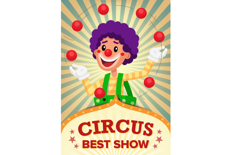 circus-clown-show-poster-template-vector-party-amusement-park-for-your-advertising-illustration