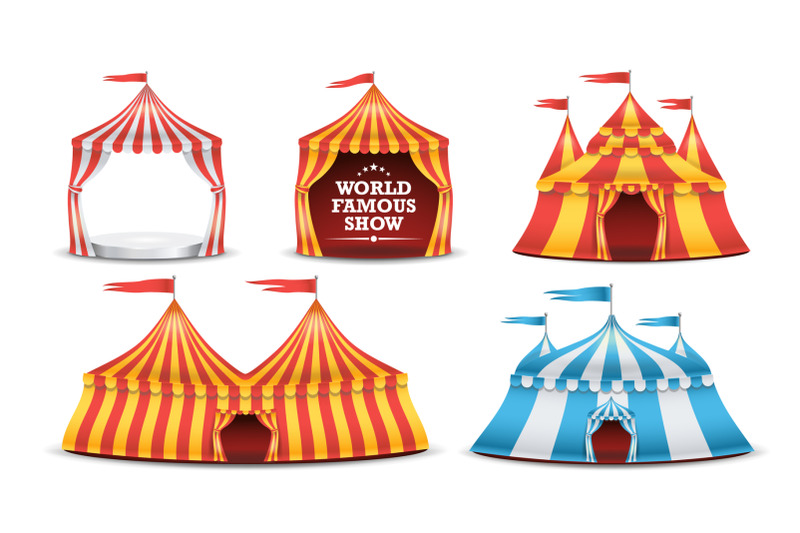 circus-tent-set-vector-multicolored-funfair-carnival-holidays-concept-illustration