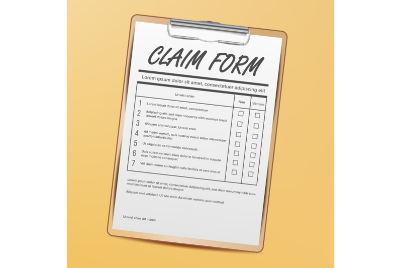 claim-form-vector-medical-office-paperwork-clipboard-realistic-illustration